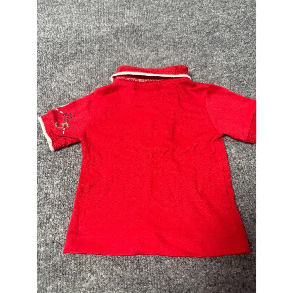 VINTAGE 90s OshKosh BGosh Polo Shirt Baby 6-9 M Red Short Sleeve USA Tricycles